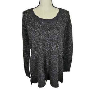 Free People Dark Gray Fleck Knit Long Sleeve Sweater, Large